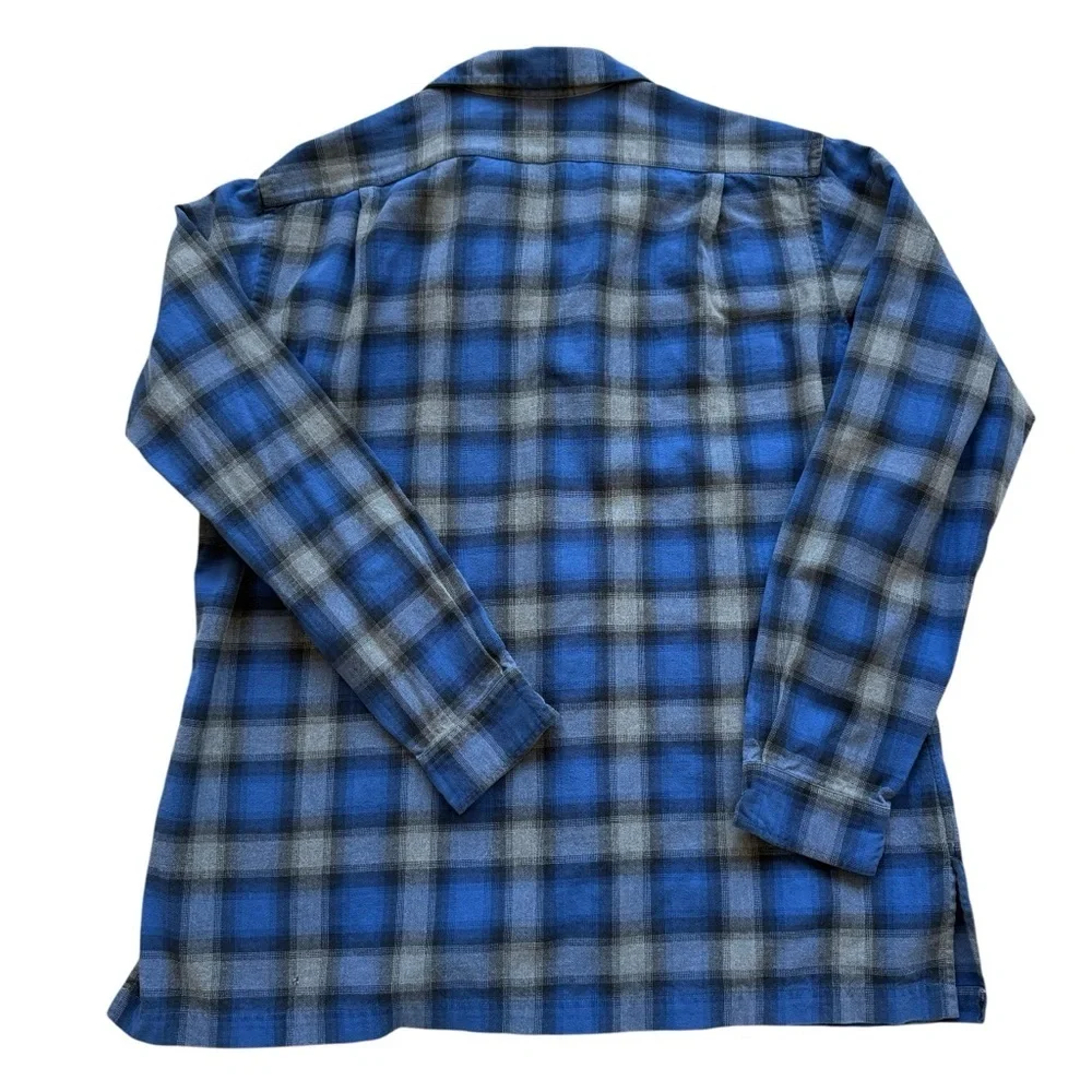 Polo Ralph Lauren HERITAGE SKI CAMP Shirt Men's L Blue Gray Plaid Button Front